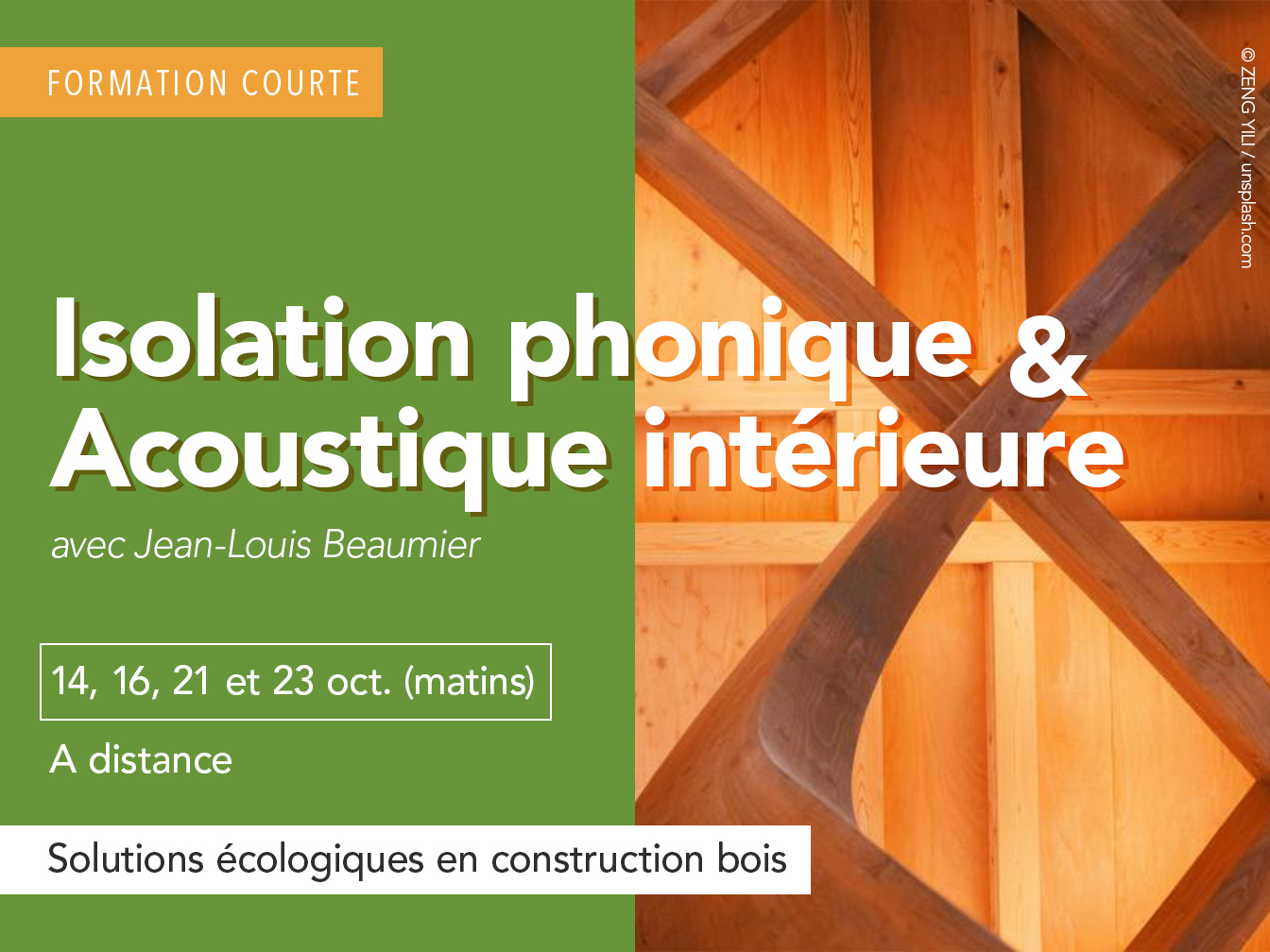 Lire la suite à propos de l’article Isolation phonique en construction bois et acoustique écologique | Formation à distance