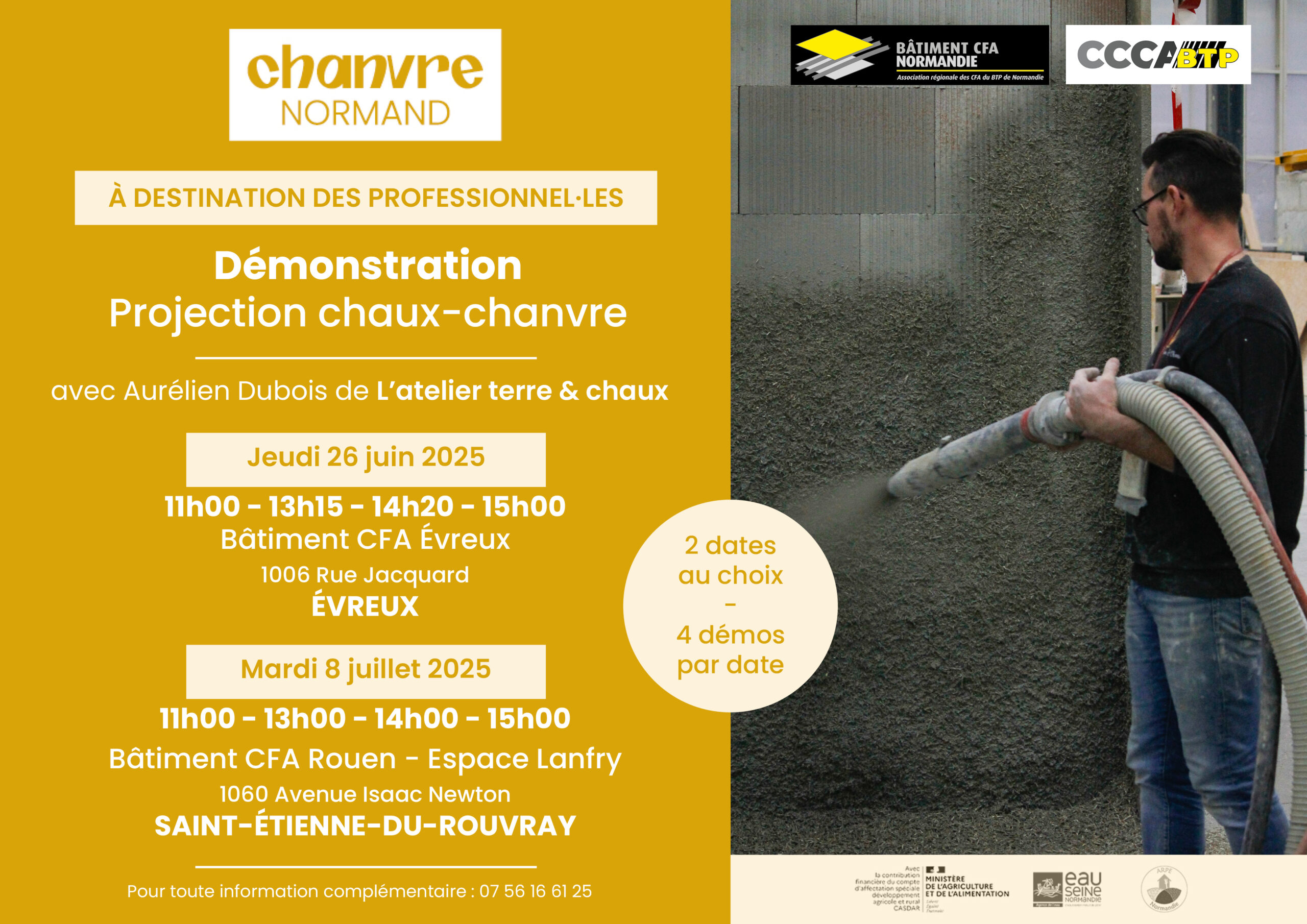 Lire la suite à propos de l’article Démonstration de chaux-chanvre projeté