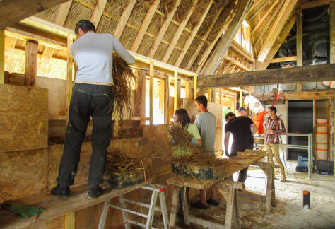 Chantier participatif terre-paille en ARA, Brestot (27) © L. Peran Casals