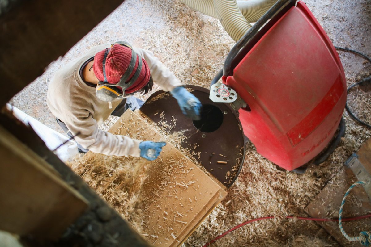 Soufflage laine de chanvre, Colomby-Anguerny (14) ©ARPE Normandie